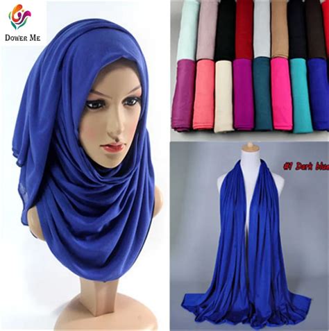 10pcslot Plain Solid Color Cotton Polyester Jersey Hijab Ladies Muslim