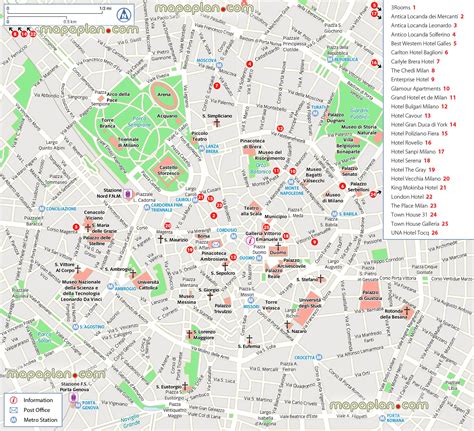 Milan Top Tourist Attractions Map Central Milan Hotels