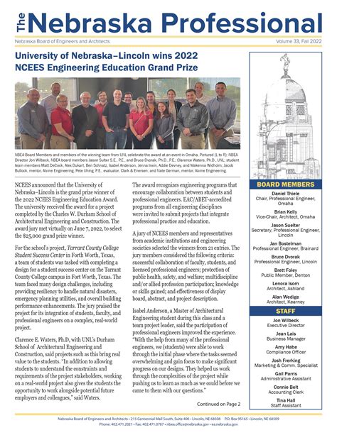 Newsletters State Of Nebraska Board Of Engineers And Architects