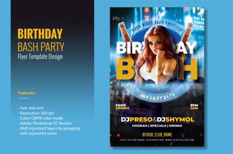 Birthday Bash Party Flyer Psd Template Graphic By Fazlul18 · Creative Fabrica