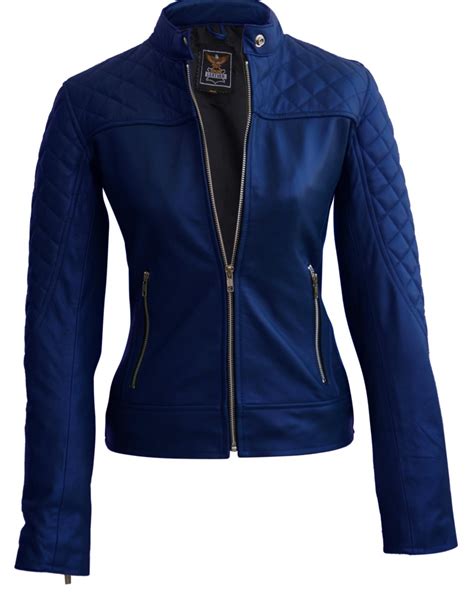 Shop ladies columbus blue jackets clothing at fansedge. Leather Skin Women Navy Blue Shoulder Quilted Leather ...