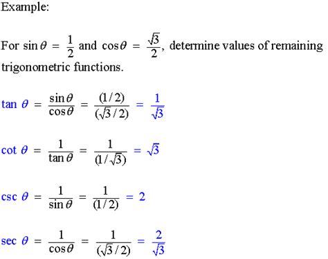 Trig Reciprocal Identities
