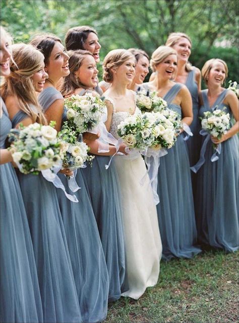 Smokey Blue Bridesmaid Dresses Wedding Bridesmaids Dresses Blue