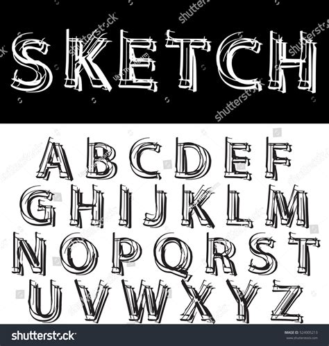 Hand Drawn Sketched Font Vector Sketch 库存矢量图（免版税）524005213 Shutterstock