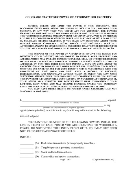 2021 Statutory Power Of Attorney Form Fillable Printable Pdf And Forms