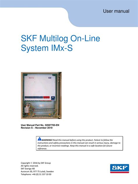 Skf Multilog Imx S Series User Manual Pdf Download Manualslib