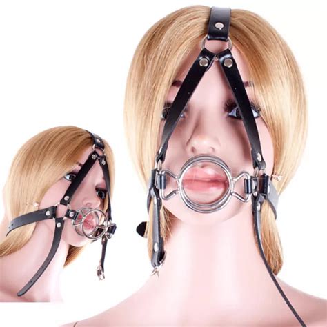 Open Mouth Gag With Double Stainless Steel O Ring Bondage Head Harness Oral Bdsm Picclick