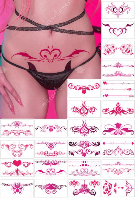 Sexy Body Temporary Tattoos Stickers 24 Sheets Large Black Red Floral