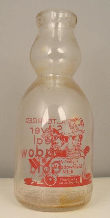 Meadow Gold Vintage Milk Bottle W Child And Hobby Horse
