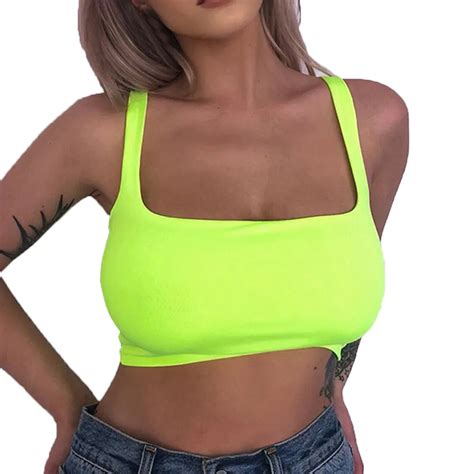 Tank Top Cropped 2019 Summer Slim Short Crop Top Sexy Women Sleeveless Solid Green Vest Tops