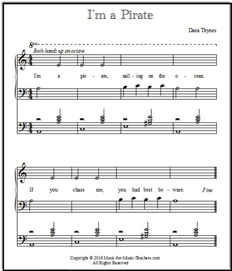 Beginner piano songs with letter notes don't just mean having letters above or below notes, some of the music for new musicians contains the letter names within the note head. Piano Music Sheets for Beginners- I'm a Pirate