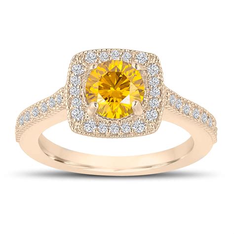 129 Carat Canary Yellow Diamond Engagement Ring Wedding Ring 14k