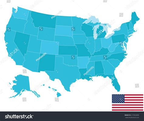 High Quality United States Map Of America With Flag Each City And