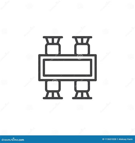 Dining Table And Chairs Top View Outline Icon Stock Vector