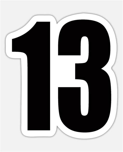 The Number Thirteen Sticker Is Shown In Black And White With An Image