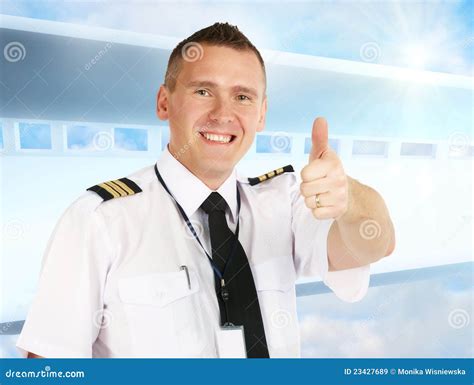 Airline Pilot Thumb Up Stock Image Image Of Handsome 23427689
