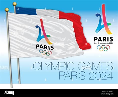 Jeux Olympiques Paris 2024 Le Logo Et Les Drapeaux Vector