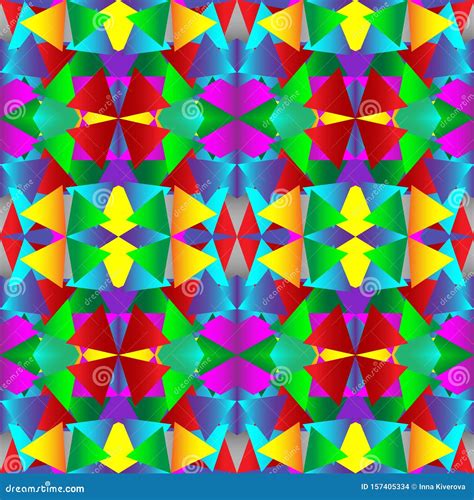 Seamless Endless Repeating Bright Ornament Of Multi Colored Geometric