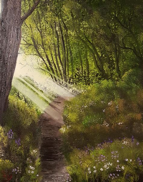 Sunlit Path Painting By Ray Hansen Fine Art America