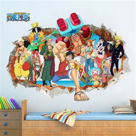 3d Vivid One Piece Luffy Wall Decals For Kids Rooms Bedroom Home Decor
