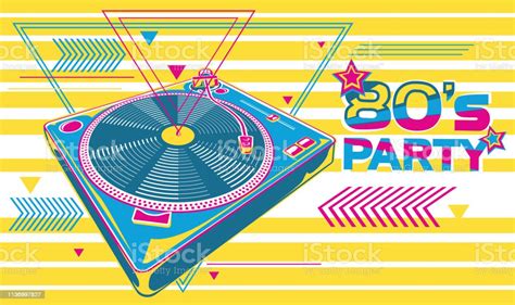 80s Party Funky Colorful Music Design Stock Illustration Download
