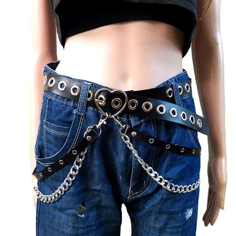 New Unisex Men Women Harness Wide Waist Leather Belts Silver Metal