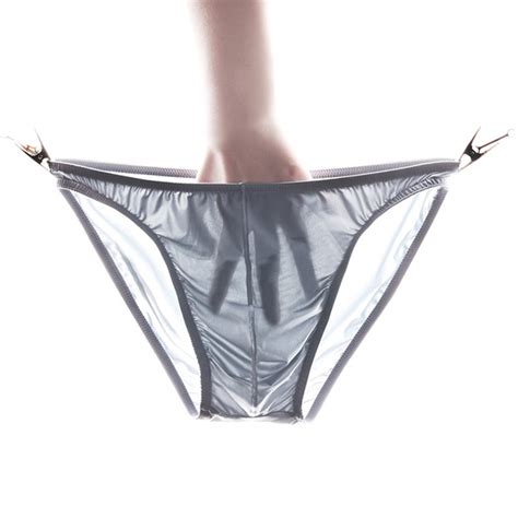 herrenmode mens smooth ice silk triangle bikinis briefs boxer ultra thin swimwear underwear