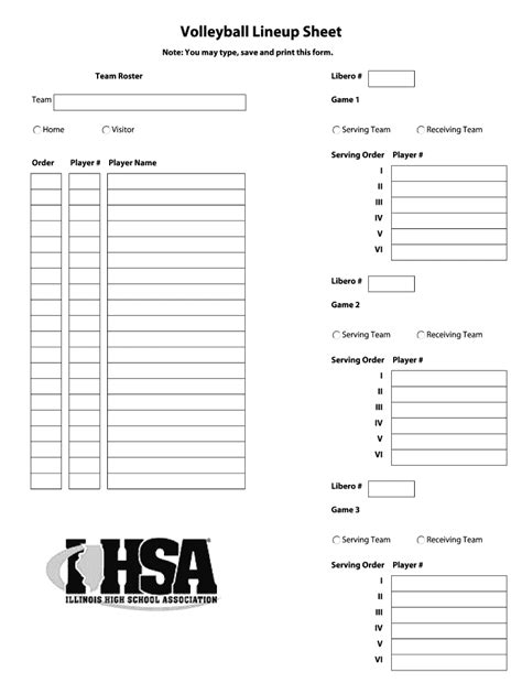 Ihsa Volleyball Lineup Sheet Form Fill Out And Sign Printable Pdf