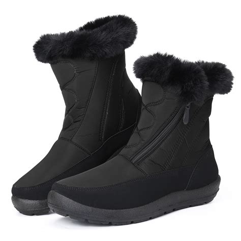 Gracosy Unisex Snow Boots Winter Fur Lined Warm Outdoor Comfort
