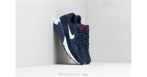 Nike Air Max 90 Essential Midnight Navy White University Red In Blue