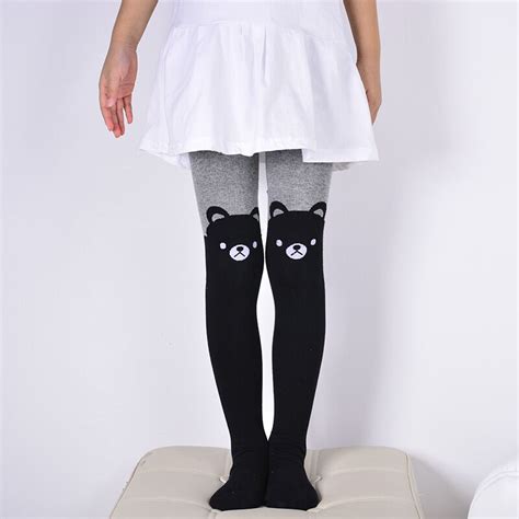 Spring Autumn Girls Tights Cartoon Cat Baby Girl Pantyhose Knitted