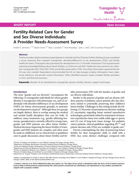 pdf fertility related care for gender and sex diverse individuals a provider needs assessment