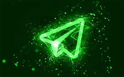 Download Wallpapers Telegram Green Logo 4k Green Neon Lights