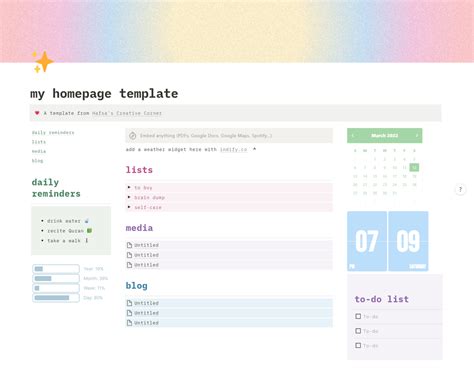 Aesthetic Personal Homepage Notion Template