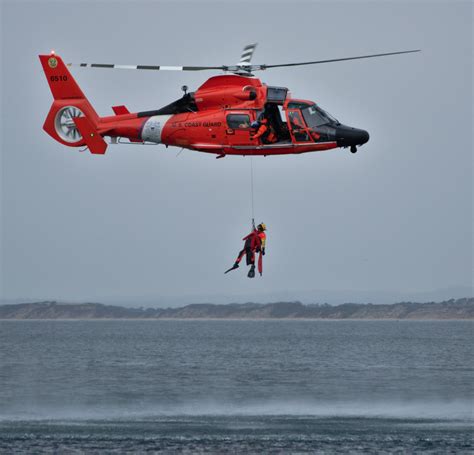 Coast Guard Helicopter Water Rescue Demonstration At Breakwater Not