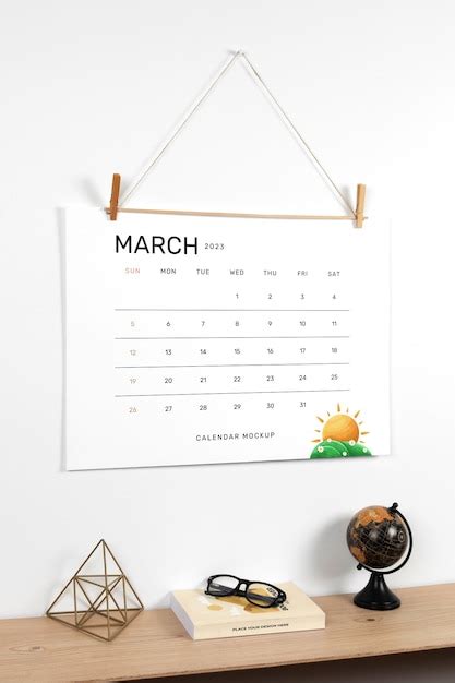 Premium Psd Wall Hanging Calendar Mock Up Design