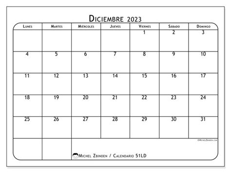Calendario Diciembre De 2023 Para Imprimir “772ld” Michel Zbinden Cl