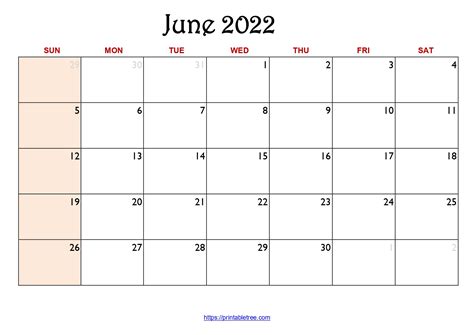 Blank June 2022 Calendar Printable Pdf Templates Free Download
