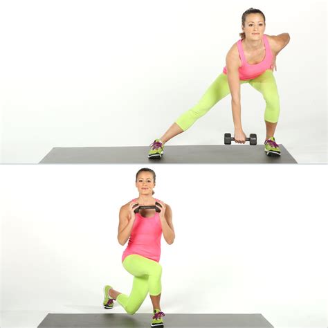 Circuit One Side Lunge To Curtsy Squat Butt Workout With Weights Popsugar Fitness Photo 3
