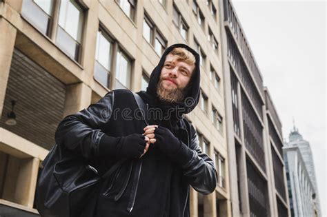 Stylish Bearded Man Posing In The Street Stock Image Image Of Cool