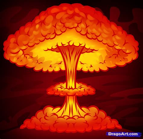 How To Draw A Nuke Nuclear Blast Step By Step Other Weapons Free