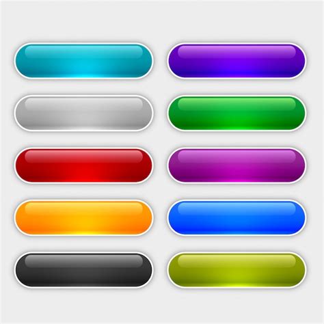 Free Vector Glossy Web Buttons Set In Different Colors