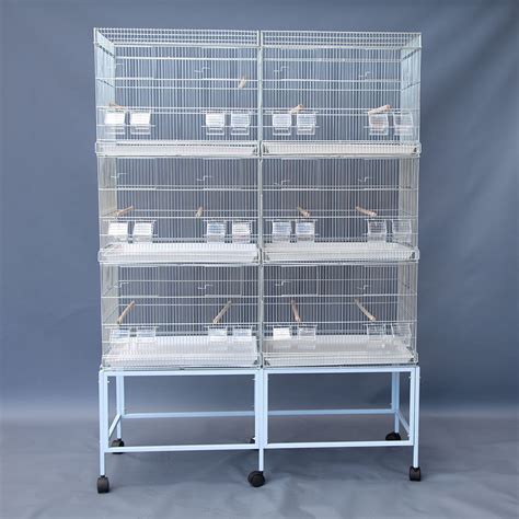 6x Galvanised Breeding Bird Cages On Stand For Canary Parakeet Budgie