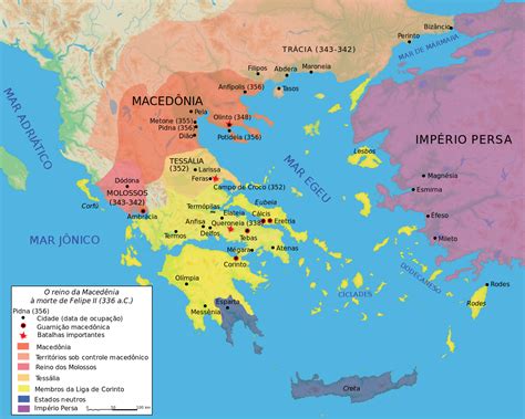 North macedonia, a country in southeastern europe, founded in 1991 and known until 2019 as the republic of macedonia. File:Map Macedonia 336 BC-pt.svg - Wikimedia Commons