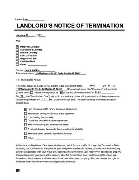 free lease termination letter [word and pdf]