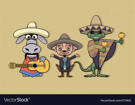 Mexican Cartoon Characters Royalty Free Vector Image