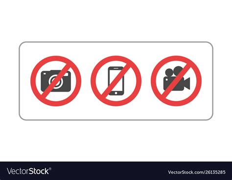 Prohibition Sign No Camera No Mobile Phone And No Vector Image