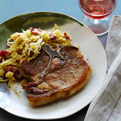 Pan Roasted Pork Chops With Creamy Cabbage And Apples Recipe Robert