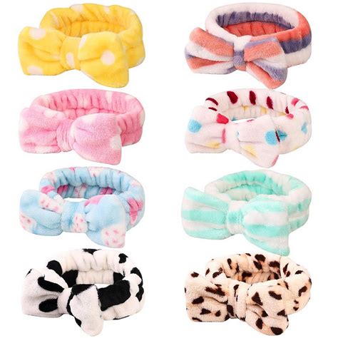 8 Pack Spa Headband Makeup Head Band Women Bow Headbands For Etsy In