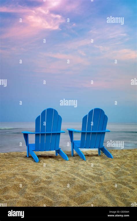 Two Adirondack Chairs On Beach Hawaii The Big Island Stock Photo Alamy